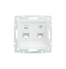 Розетка компьютерная + телефонная 1-м СП Vesna механизм бел. LEZARD 742-0288-143